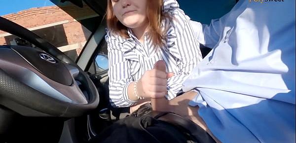  Russian girl passed the license exam (blowjob, public, in the car)
